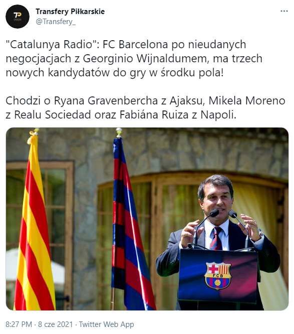 Nici z Wijnalduma, ale... BARCA MA TRZECH NOWYCH KANDYDATÓW do gry w środku pola!